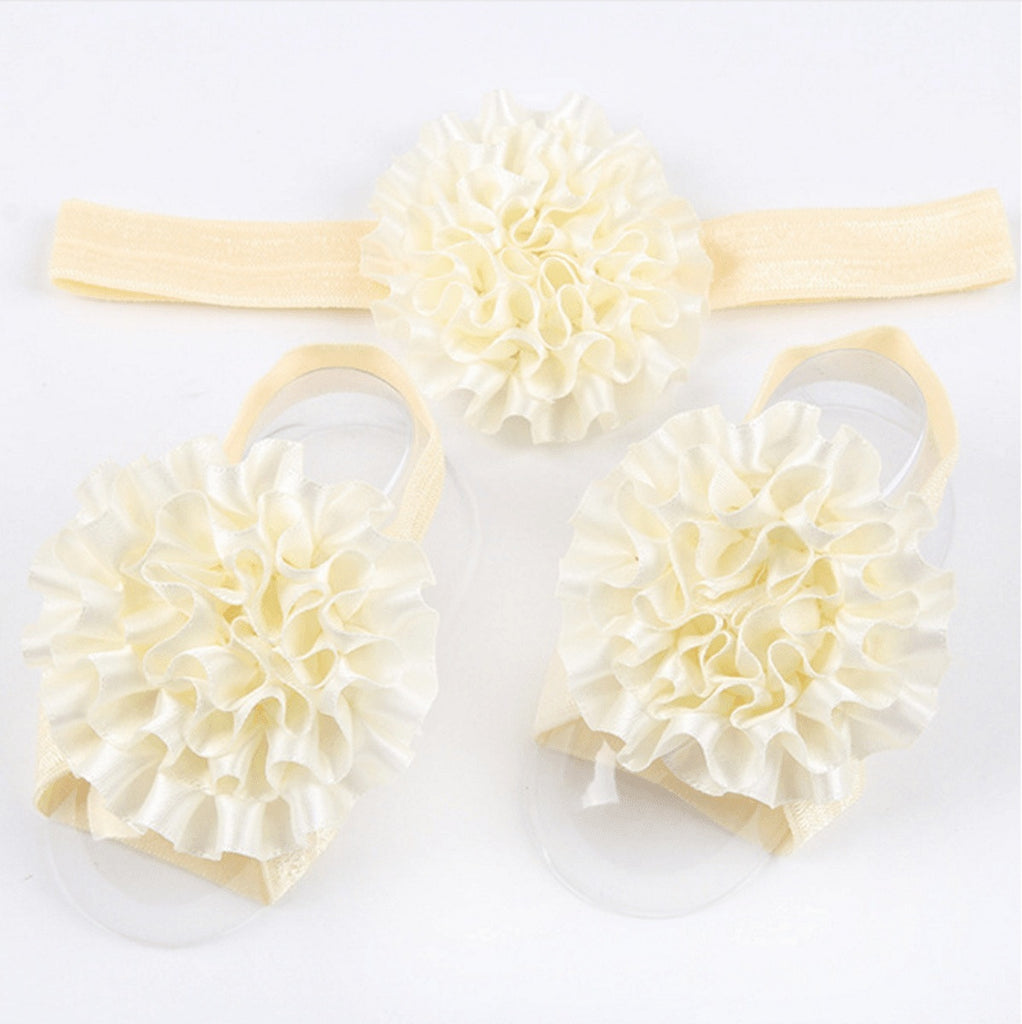 Baby Flower Headband & Barefoot Sandals - Friends of Irony LLC