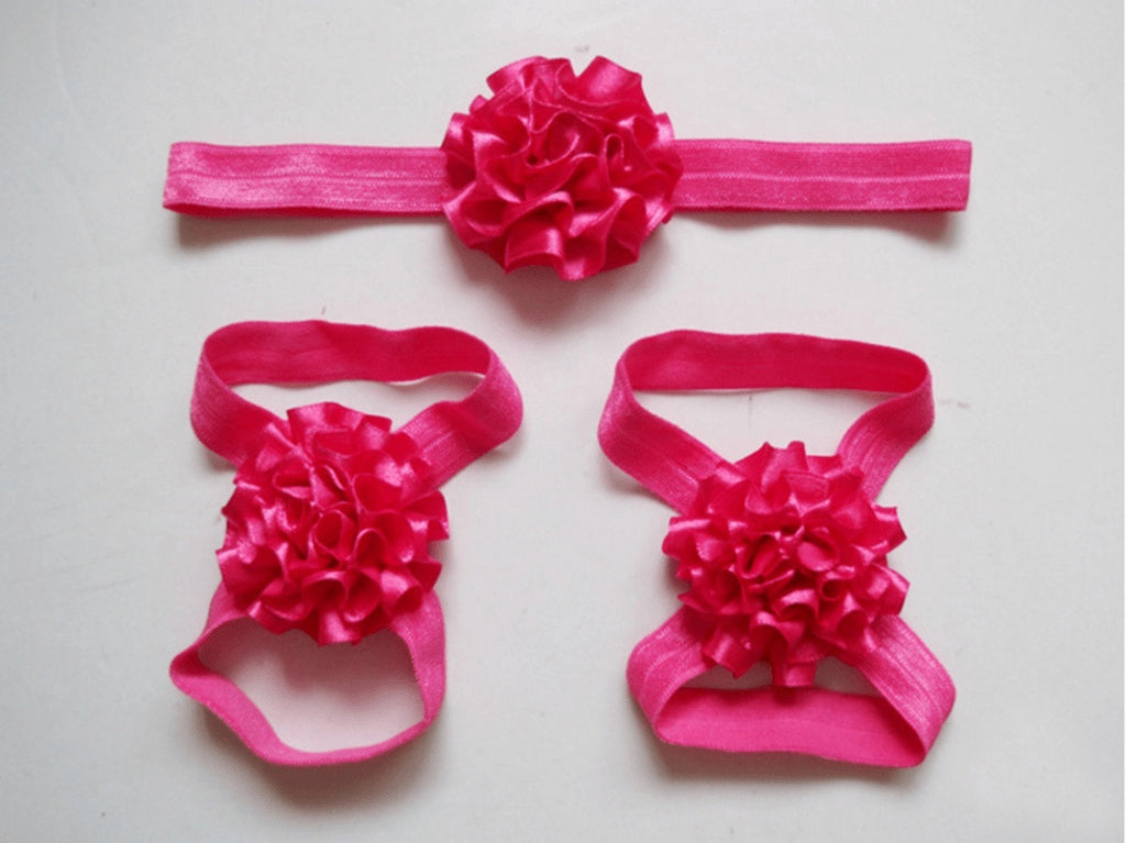 Baby Flower Headband & Barefoot Sandals - Friends of Irony LLC