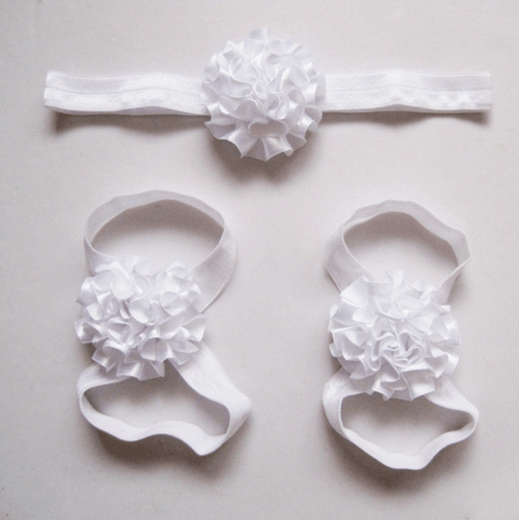 Baby Flower Headband & Barefoot Sandals - Friends of Irony LLC