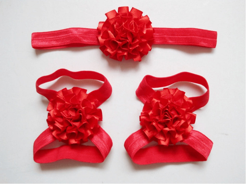 Baby Flower Headband & Barefoot Sandals - Friends of Irony LLC