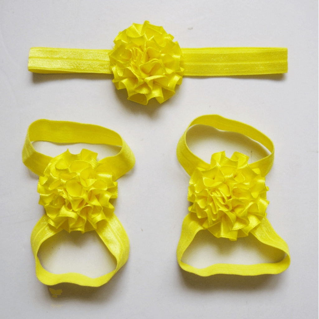 Baby Flower Headband & Barefoot Sandals - Friends of Irony LLC