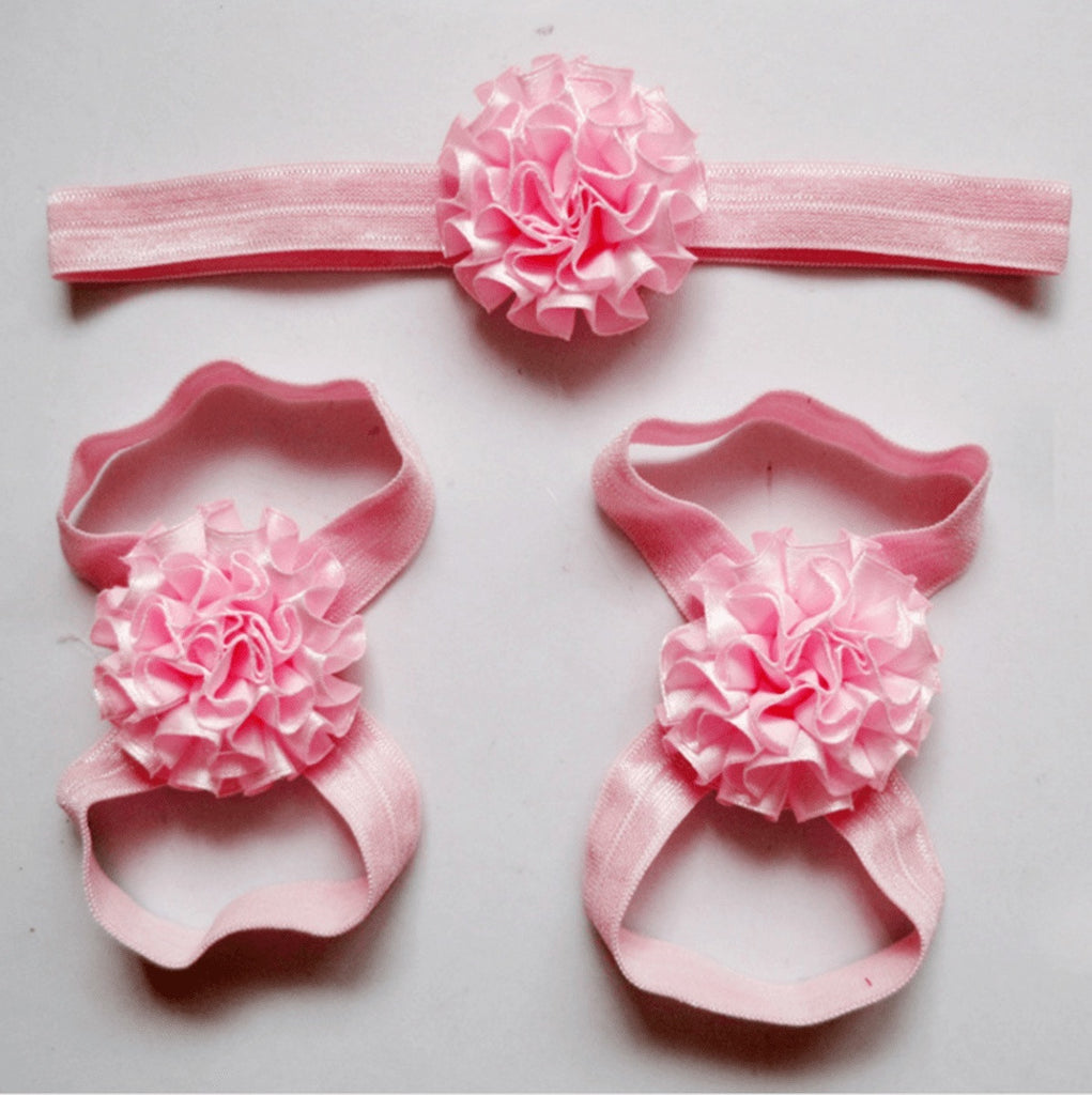 Baby Flower Headband & Barefoot Sandals - Friends of Irony LLC